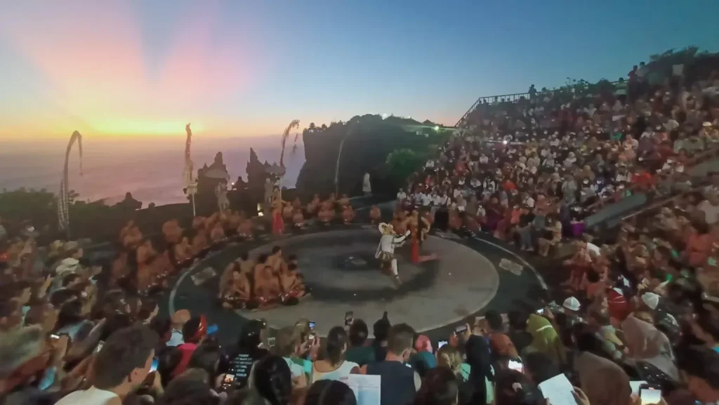 Kecak fire dance performance at Uluwatu at dusk